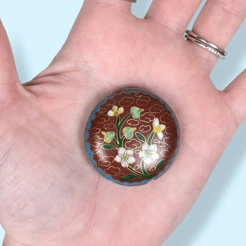 Vintage Cloisonné Colourful Floral Bead - Picture 3 of 7